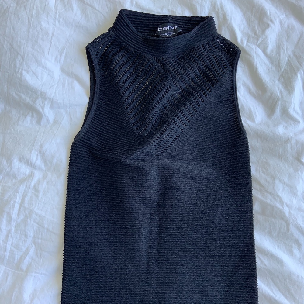bebe bodycon mini back dress